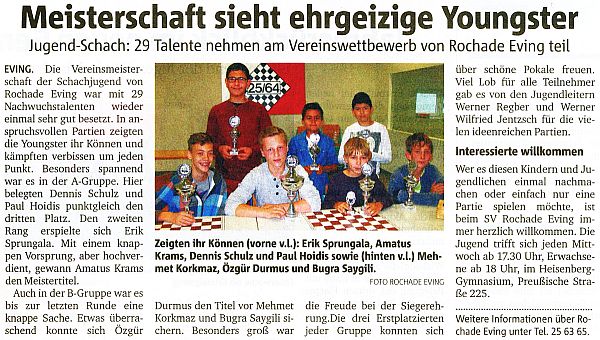 Jugend-Vereinsmeisterschaft 2015 Presse